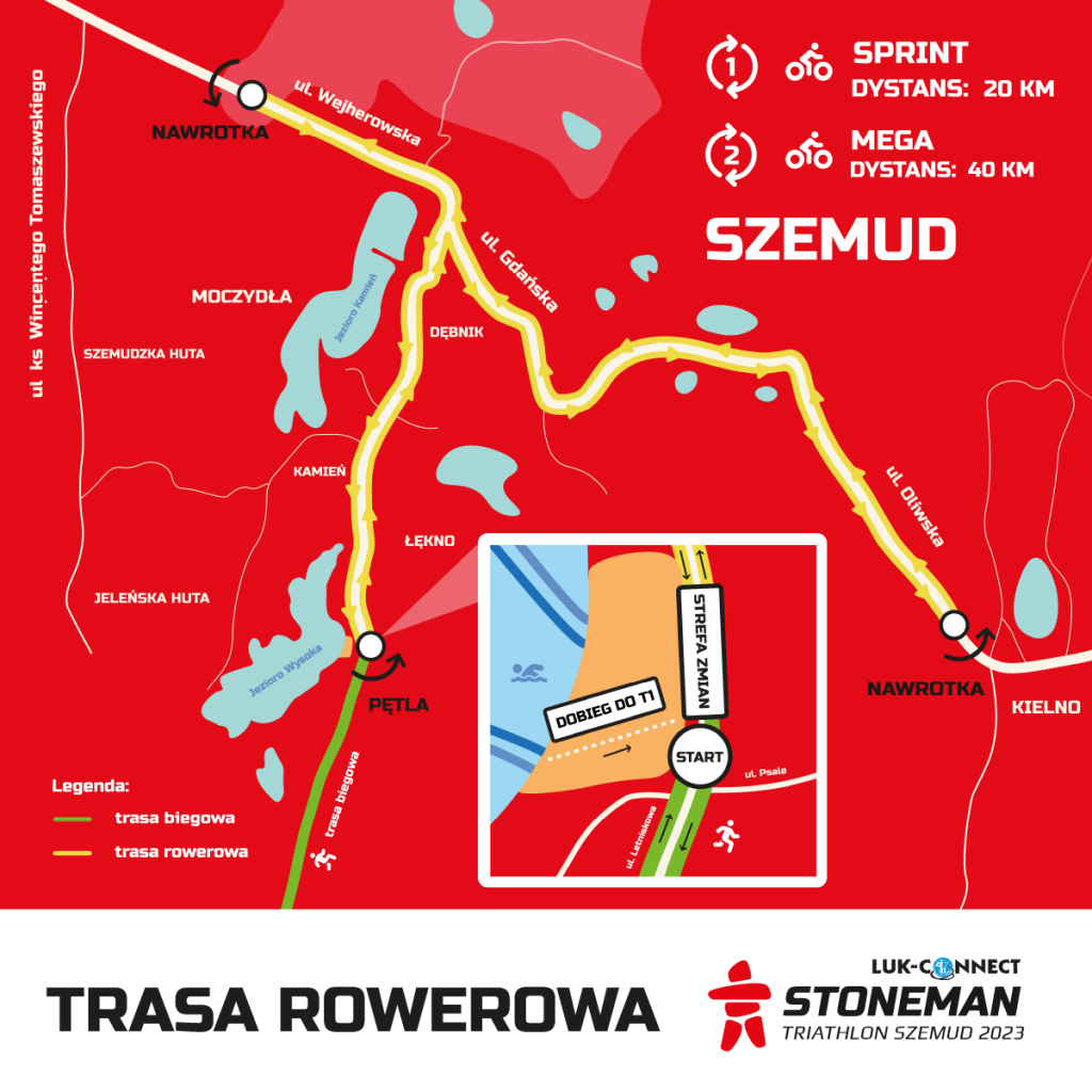 Mapka trasy rowerowej zawodów LUK-Connect StoneMan Szemud 2023